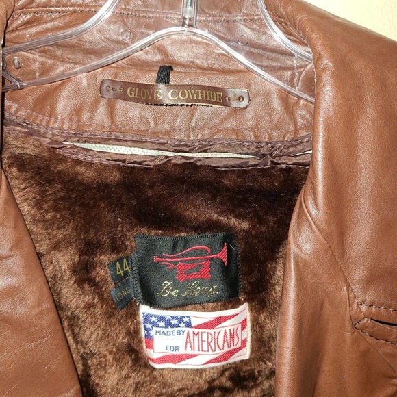 Vintage De Long Glove Cowhide Leather Coat Size 44L Lined W Belt - Picture 4 of 10